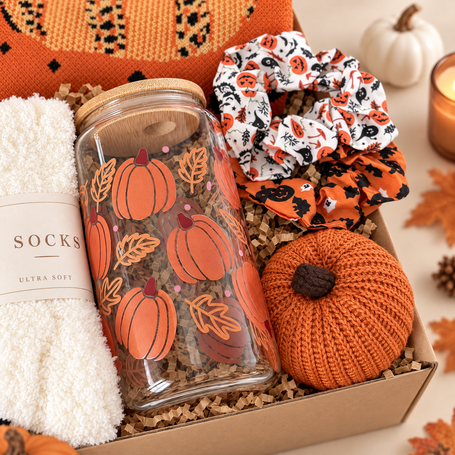 Halloween Boo Basket for Her — Pumpkin Tote & Cozy Fall Gift Box