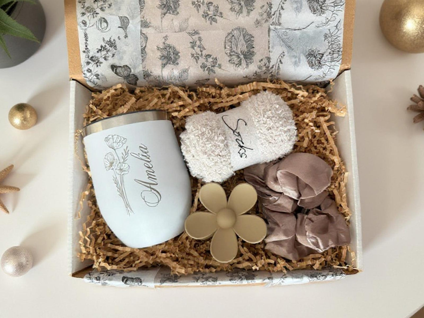 Personalized Engraved Birth Month Flower Tumbler Gift Box, Flower Cup for Her, Best Friend or Mom, Custom Birthday Gift