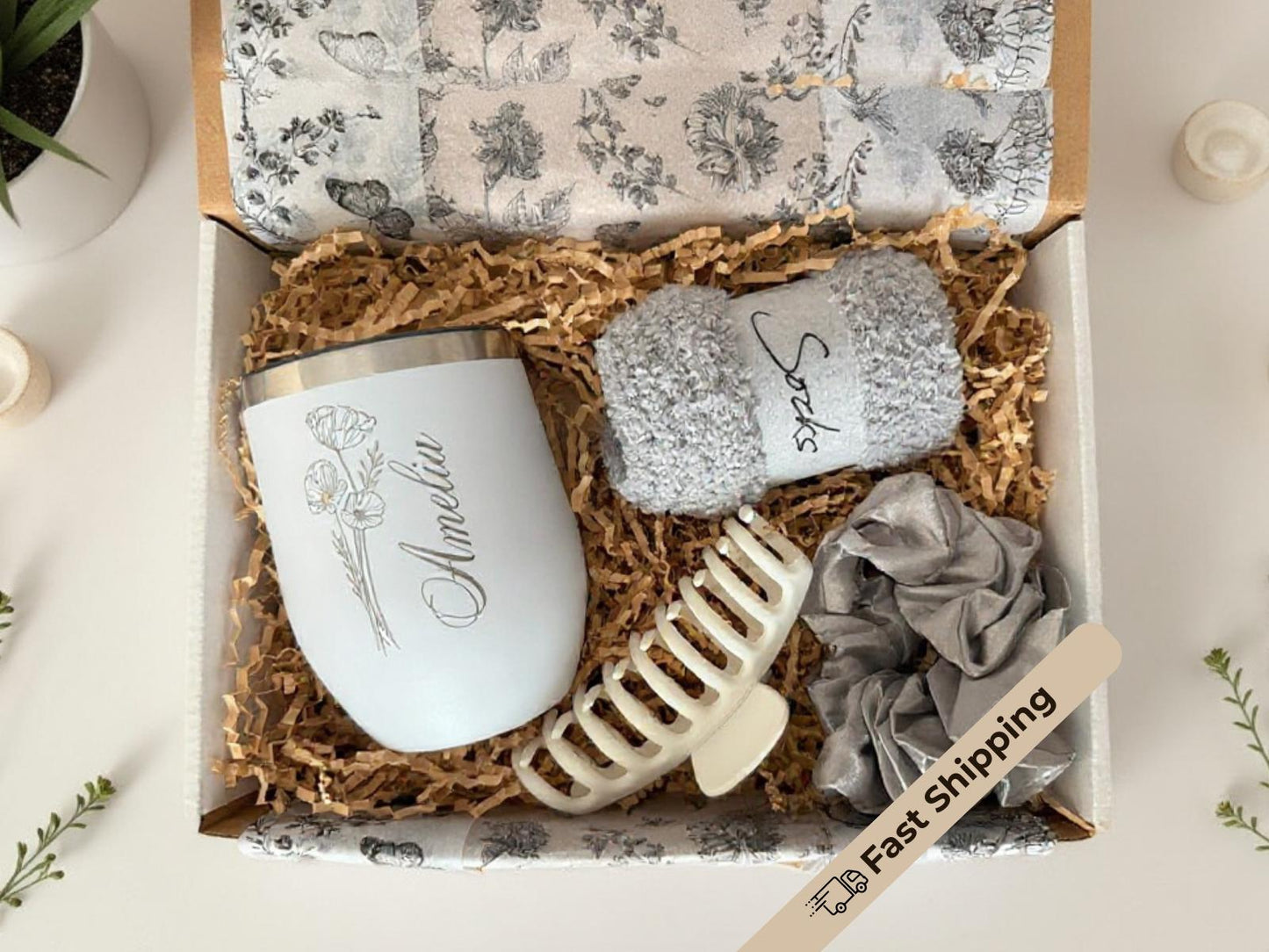 Personalized Engraved Birth Month Flower Tumbler Gift Box, Flower Cup for Her, Best Friend or Mom, Custom Birthday Gift