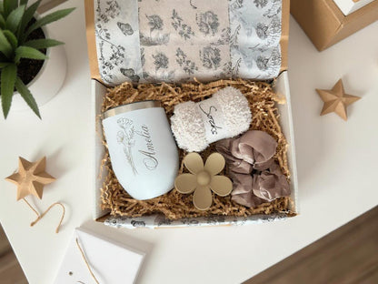 Personalized Engraved Birth Month Flower Tumbler Gift Box, Flower Cup for Her, Best Friend or Mom, Custom Birthday Gift