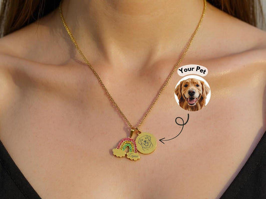 Custom Pet Portrait Necklace, Pet Name Necklace, Pet Loss Grief Gift, Pet Memorial Necklace, Personalized Pet Jewelry