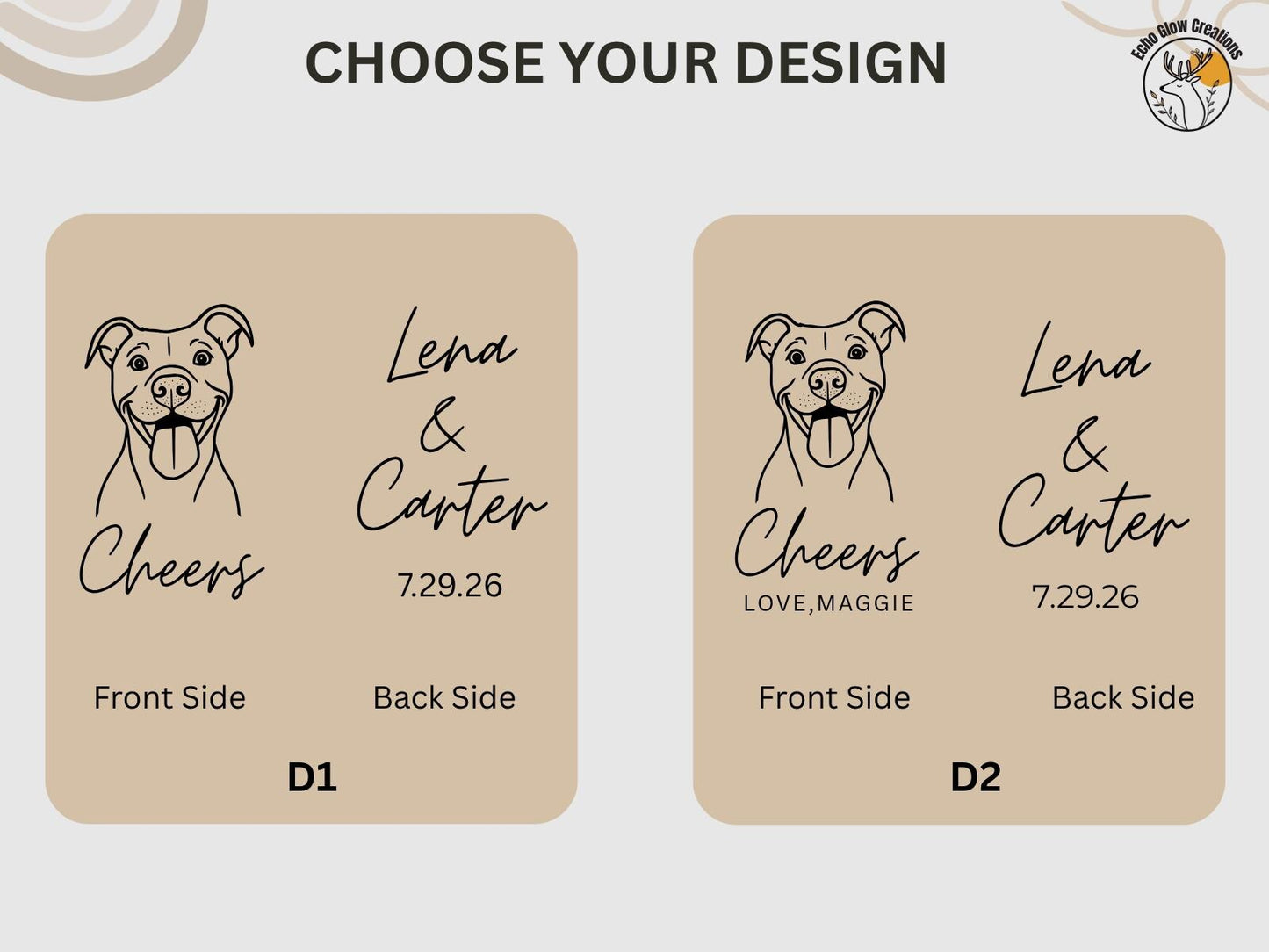 Custom Laser Engraved Wedding Tumbler, Pet Portrait & Couple Names, Personalized Animal Wedding Favor Cups