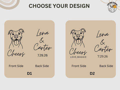 Custom Laser Engraved Wedding Tumbler, Pet Portrait & Couple Names, Personalized Animal Wedding Favor Cups