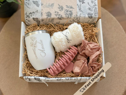 Personalized Engraved Birth Month Flower Tumbler Gift Box, Flower Cup for Her, Best Friend or Mom, Custom Birthday Gift