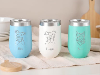 Custom Pet Tumbler from Your Pet Photo, Personalized for Dog Owner, Dog Mom/Dad Gift