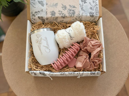 Personalized Birth Month Flower Tumbler Gift Box for Her, Flower Cup for Best Friend or Mom, Birth Month Gift Idea, Custom Birthday Gift