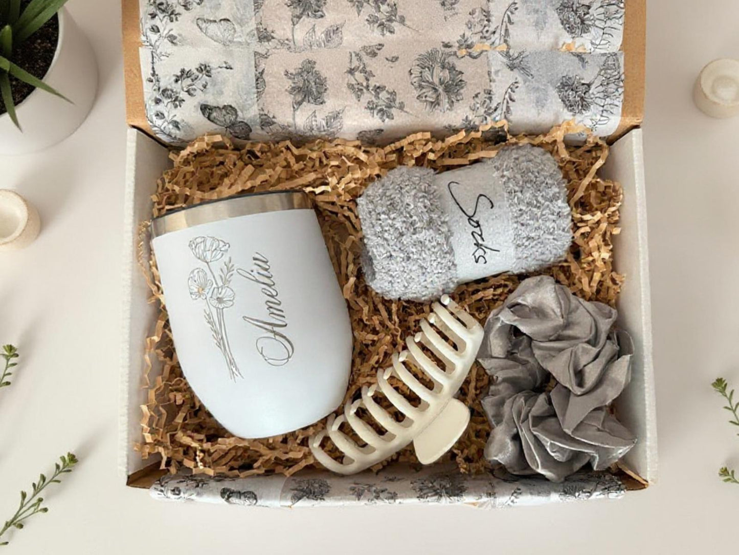 Personalized Birth Month Flower Tumbler Gift Box for Her, Flower Cup for Best Friend or Mom, Birth Month Gift Idea, Custom Birthday Gift