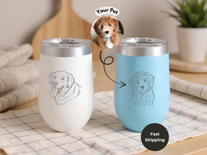 Custom Pet Tumbler from Your Pet Photo, Personalized for Dog Owner, Dog Mom/Dad Gift