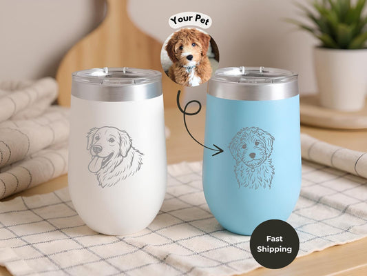 Custom Pet Tumbler from Your Pet Photo, Personalized for Dog Owner, Dog Mom/Dad Gift